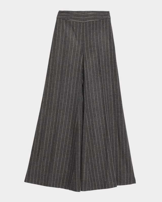 Diane Pinstripe Wool Wide-Leg Pants